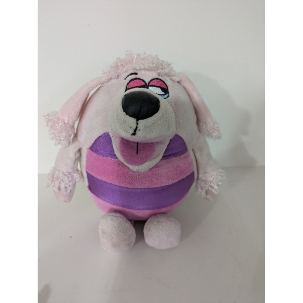 Jay Franco and Sons Pink Poodle Plush Round Stuffed Animal Purple Striped Belly